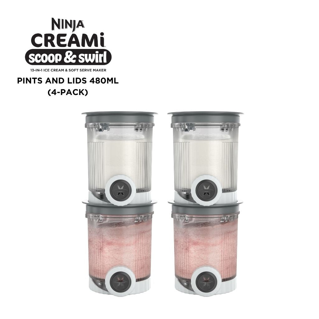 Ninja CREAMi Scoop & Swirl 480ml Pints and Lids, 2-Pack or 4-Pack
