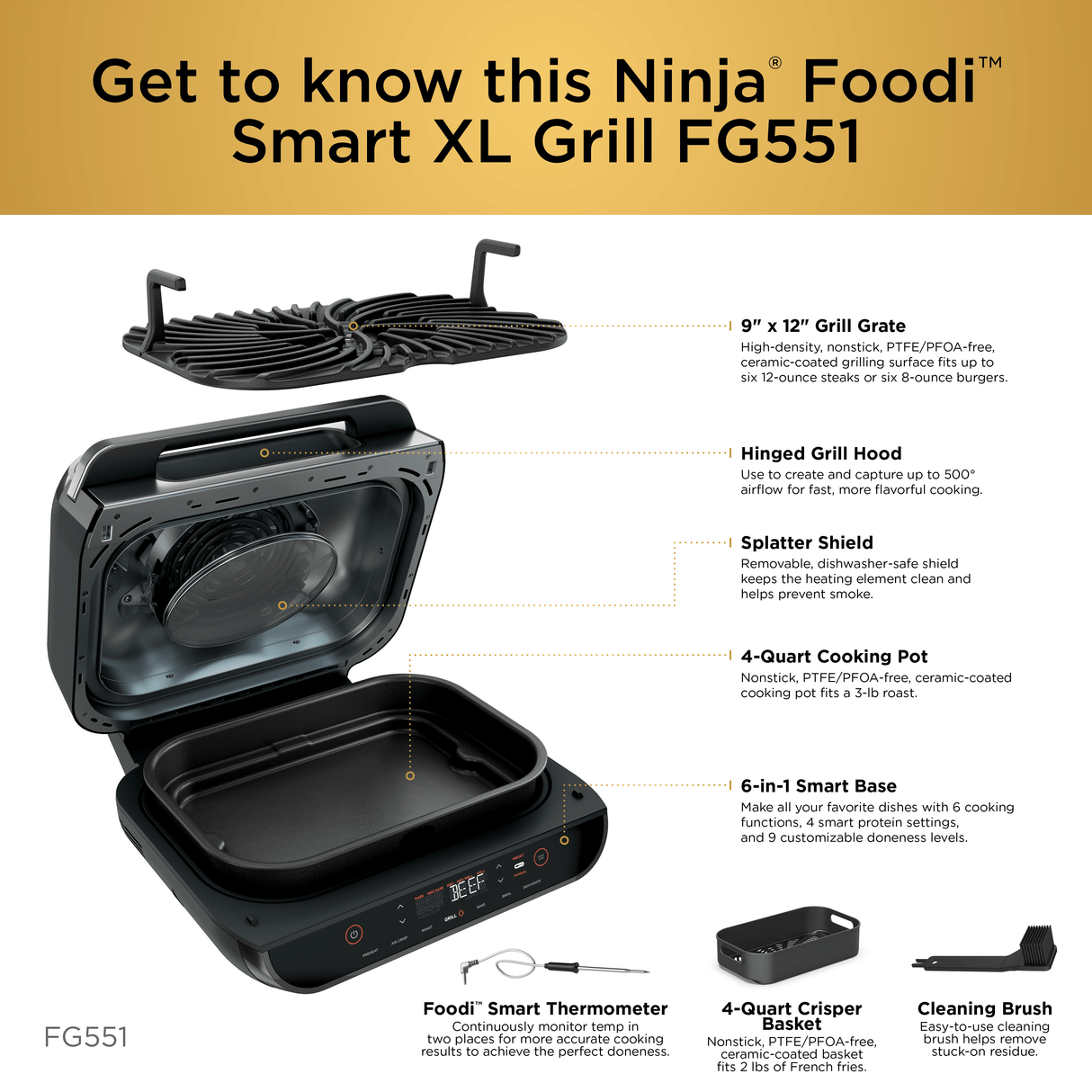 Ninja Foodi Smart XL Grill & Air Fryer (AG551PH)