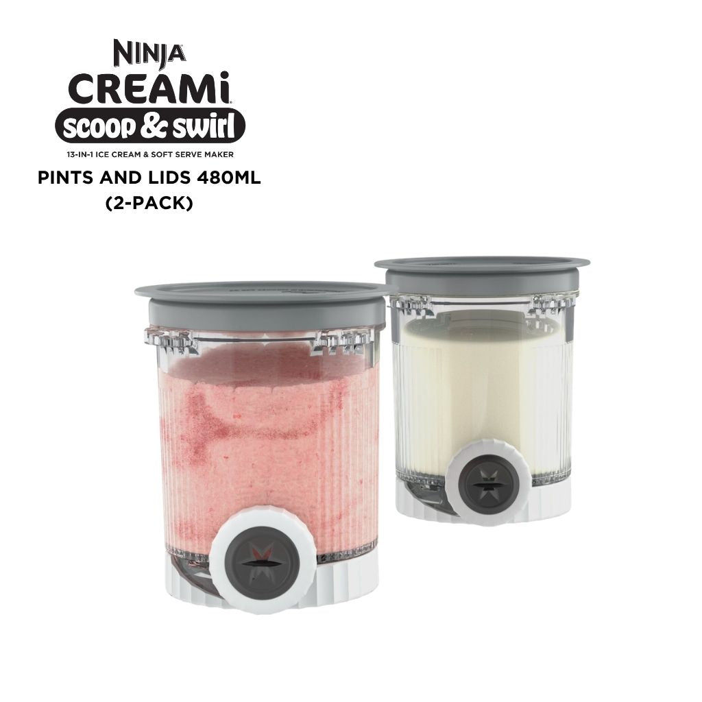 Ninja CREAMi Scoop & Swirl 480ml Pints and Lids, 2-Pack or 4-Pack