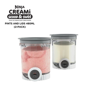 Ninja CREAMi Scoop & Swirl 480ml Pints and Lids, 2-Pack or 4-Pack