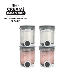 Ninja CREAMi Scoop & Swirl 480ml Pints and Lids, 2-Pack or 4-Pack
