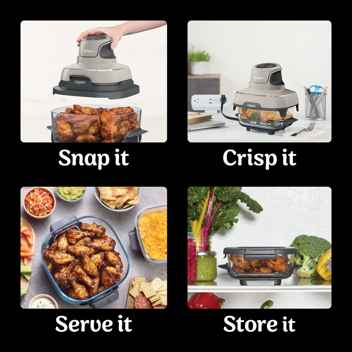 Ninja Crispi® 4-in-1 Portable Glass Air Fryer