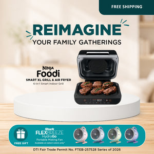 Ninja Foodi Smart XL Grill & Air Fryer with FREE Shark FlexBreeze HydroGo™ Portable Misting Fan