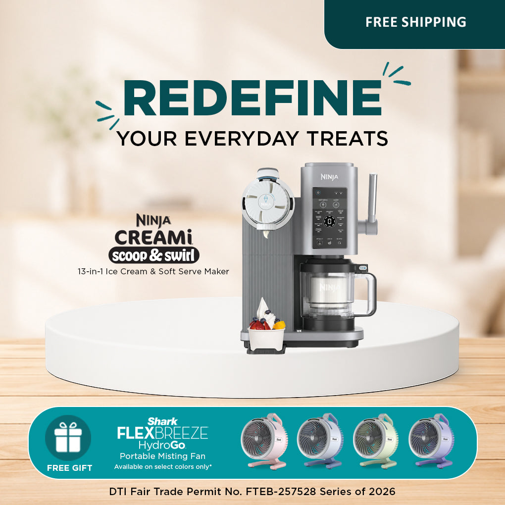 Ninja CREAMi Scoop & Swirl with FREE Shark FlexBreeze HydroGo™ Portable Misting Fan