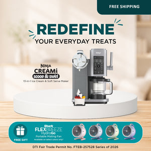 Ninja CREAMi Scoop & Swirl with FREE Shark FlexBreeze HydroGo™ Portable Misting Fan